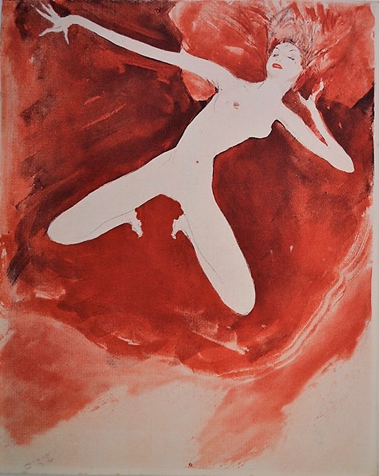 DOMERGUE Jean-Gabriel femme nue a genou avec coiffe rouge