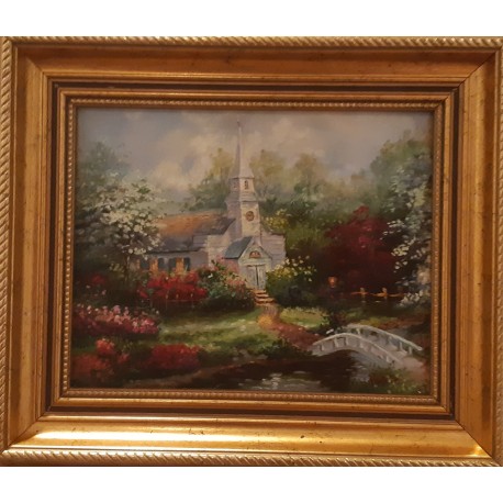 LE PETIT PONT DE L'EGLISE - DUVAL Henri (XX ème siècle) - Huile sur toile