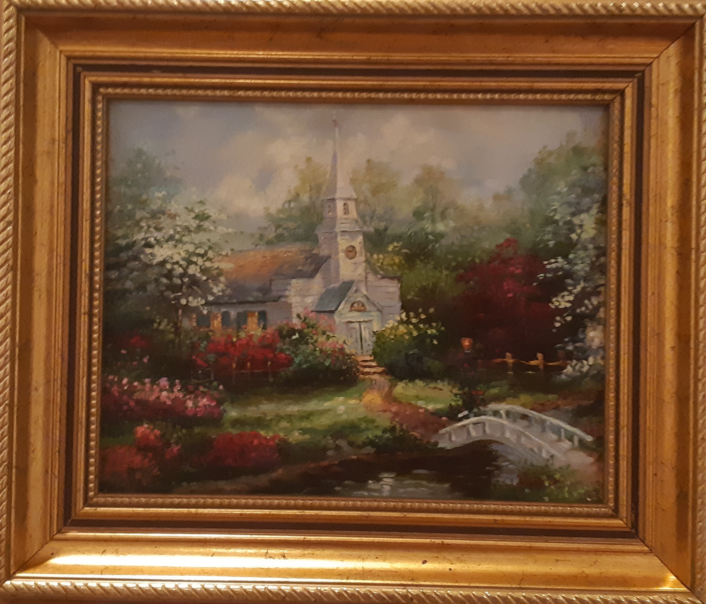 LE PETIT PONT DE L'EGLISE - DUVAL Henri (XX ème siècle) - Huile sur toile