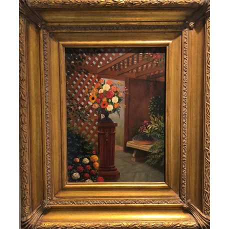 LA VERANDA FLEURIE - PAKSI Vilmos (1967-) - Huile sur panneau