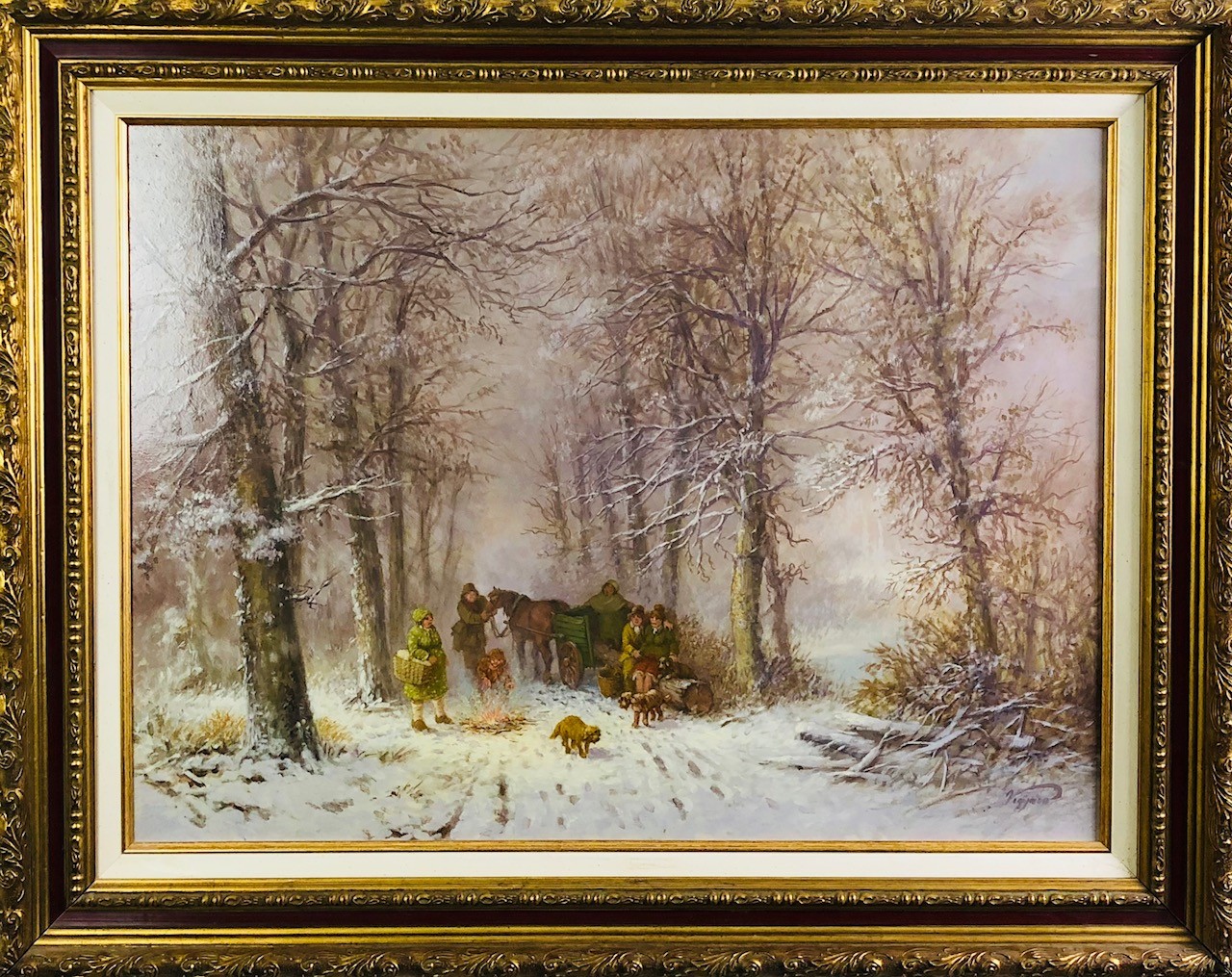 SCENE HIVERNALE EN FORET - VIGYAZO Laszlo (1945-) - Huile sur panneau