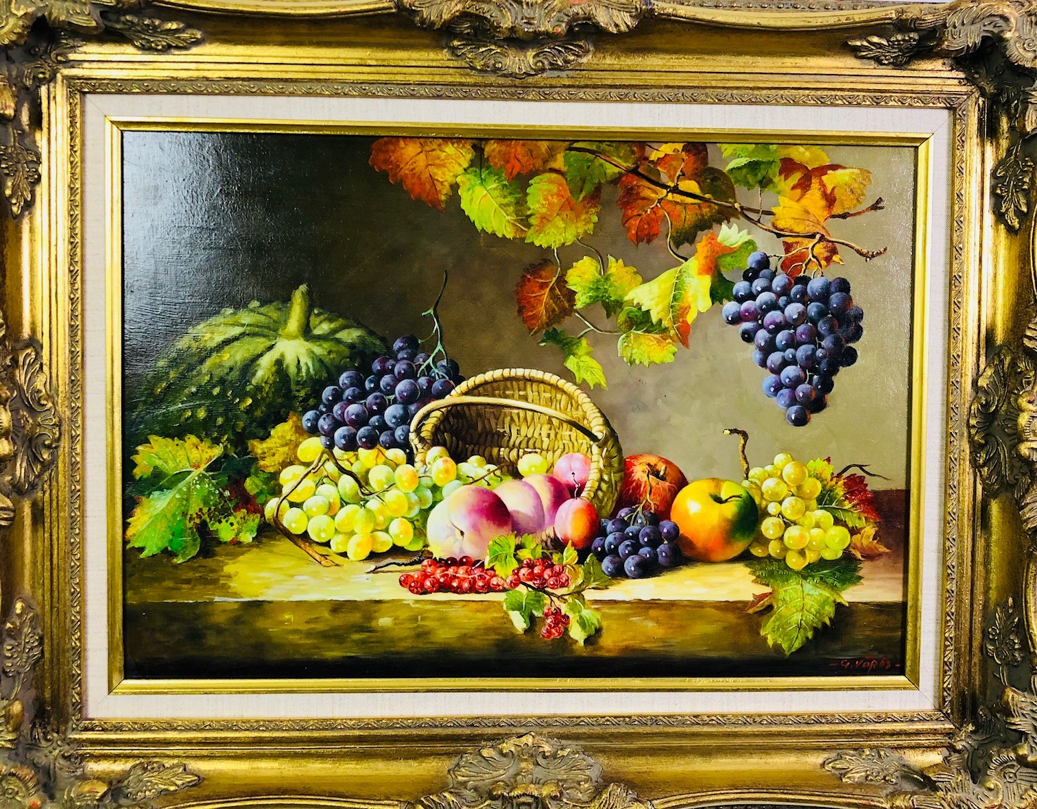 NATURE MORTE A LA VIGNE - VOROS Gyorgy (1940-) - Huile sur panneau