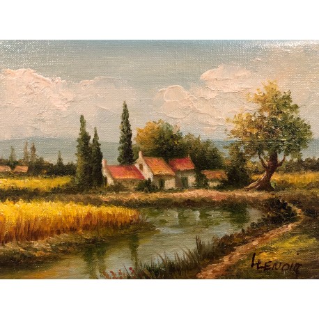 LE VILLAGE DU MARAIS - HENOIR Marcel (XX ème siècle) - Huile sur toile