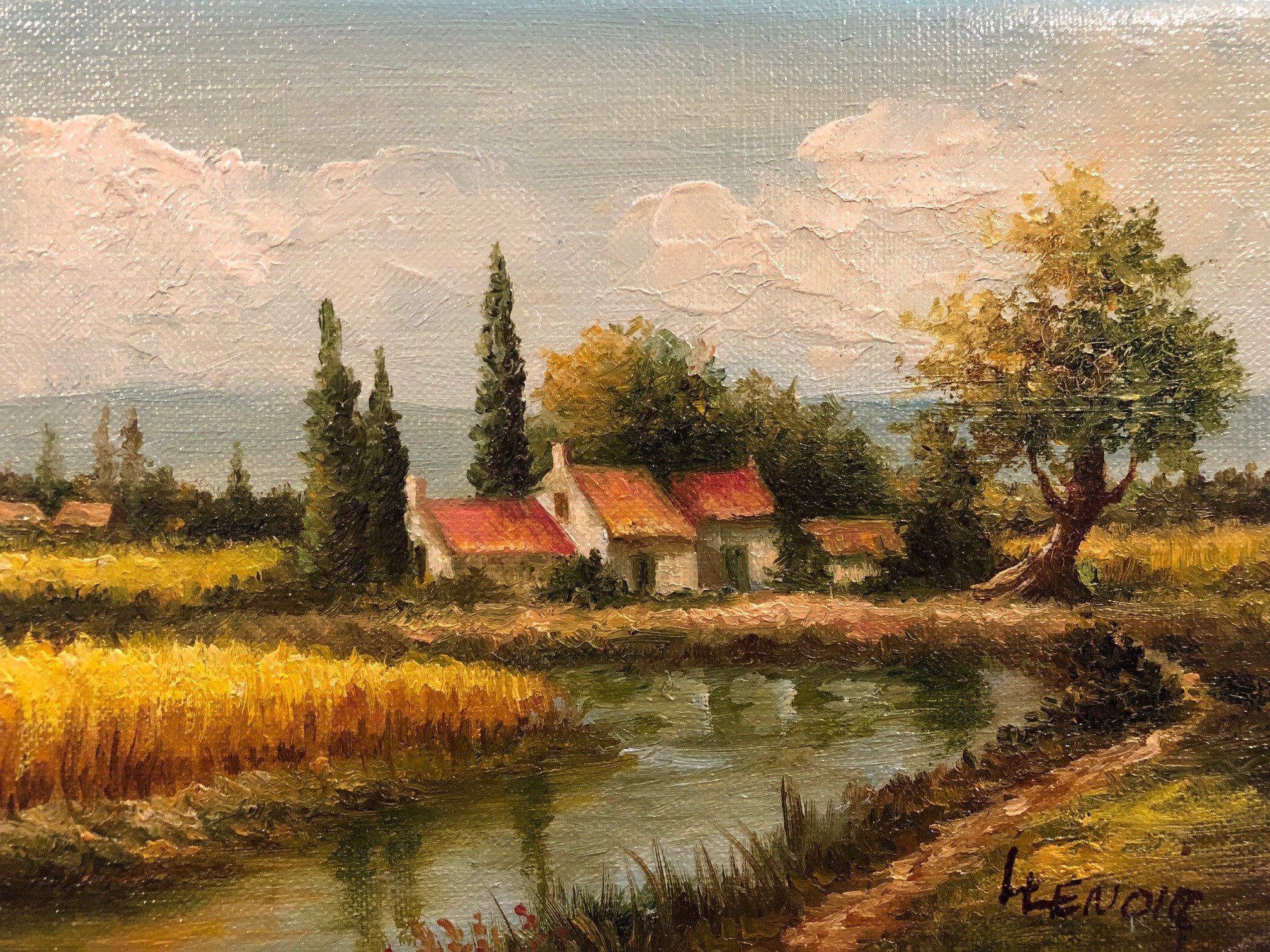 LE VILLAGE DU MARAIS - HENOIR Marcel (XX ème siècle) - Huile sur toile