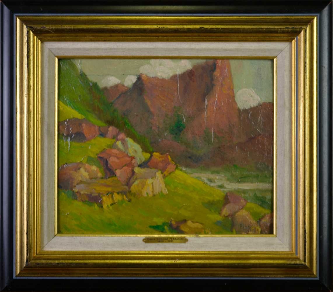 AU PIED DE LA COLLINE, Huile sur panneau, PERADON Pierre-Edmond (1893 - 1981)