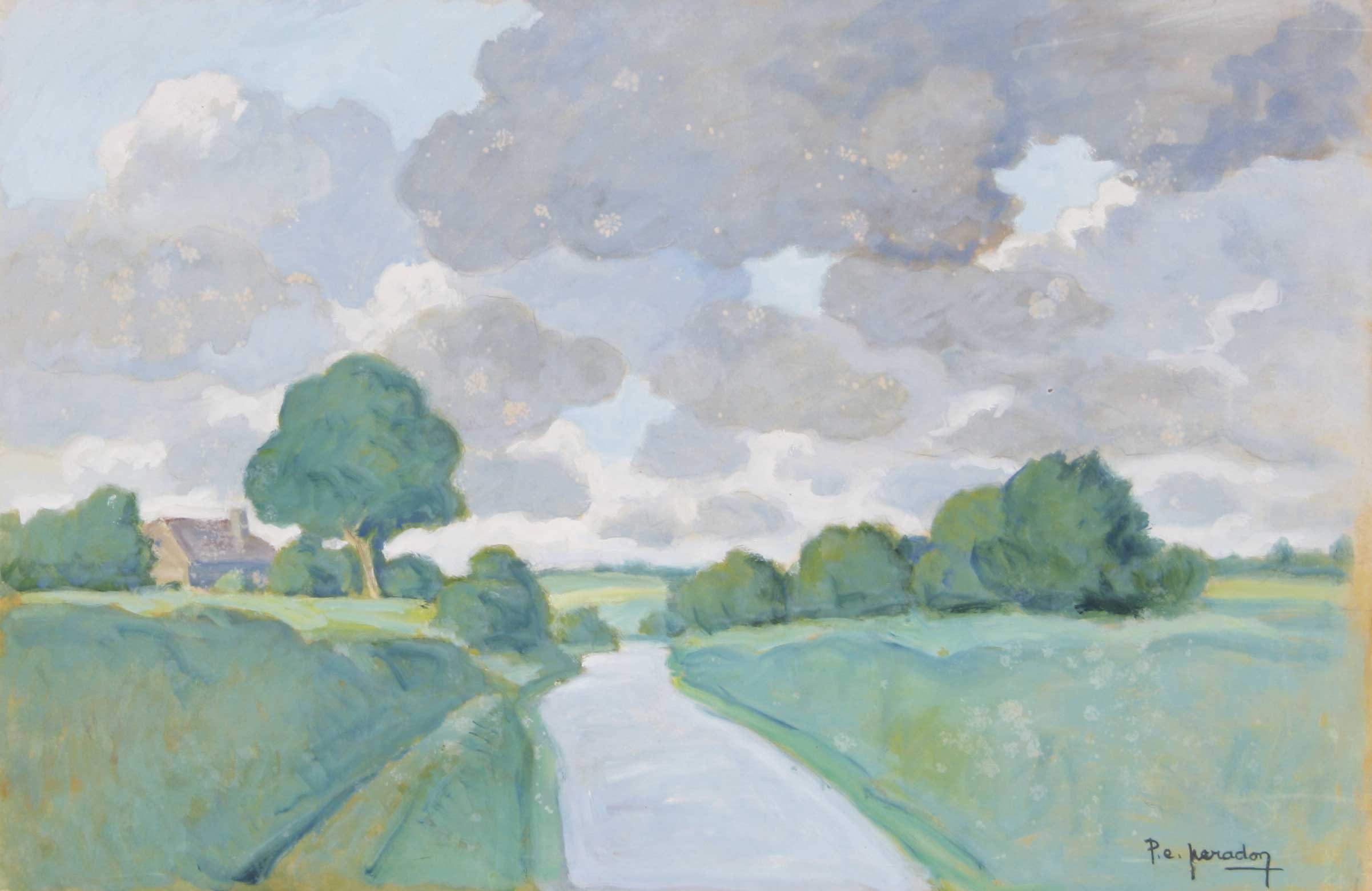 LA ROUTE DE GRAYE, Huile sur panneau, PERADON Pierre-Edmond (1893 - 1981)