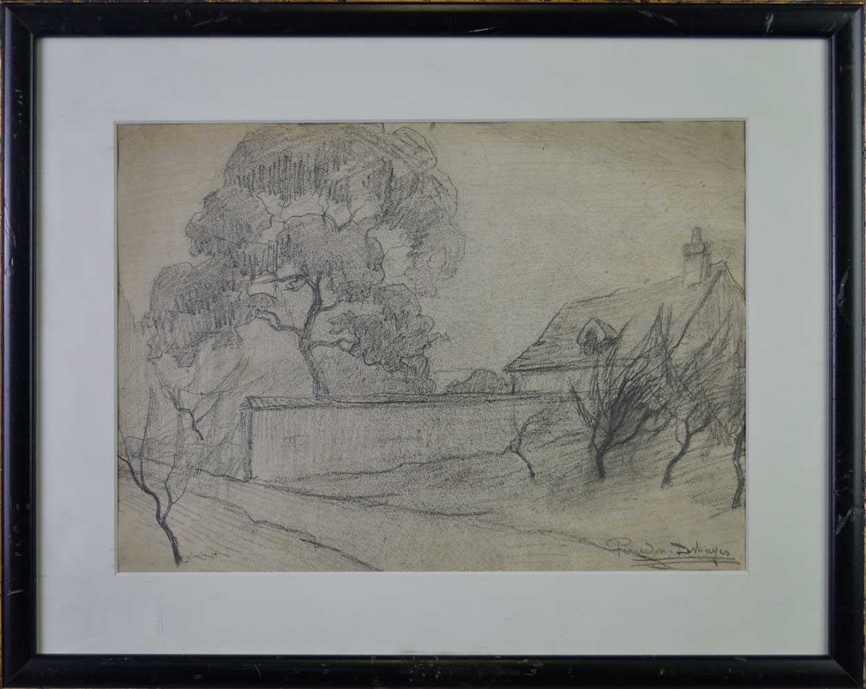 AU BORD DE LA MAISON, Dessin, PERADON Pierre-Edmond (1893 - 1981)