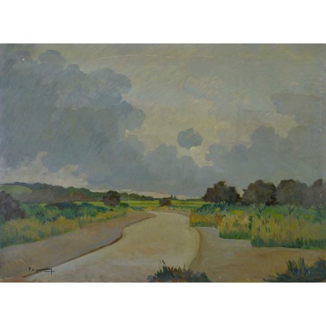 BANCS DE SABLE SUR LA SEULLES, Huile sur panneau, PERADON Pierre-Edmond (1893 - 1981)