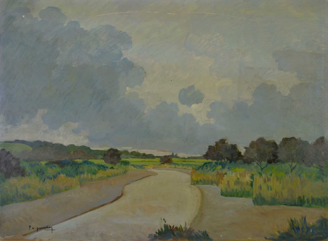 BANCS DE SABLE SUR LA SEULLES, Huile sur panneau, PERADON Pierre-Edmond (1893 - 1981)