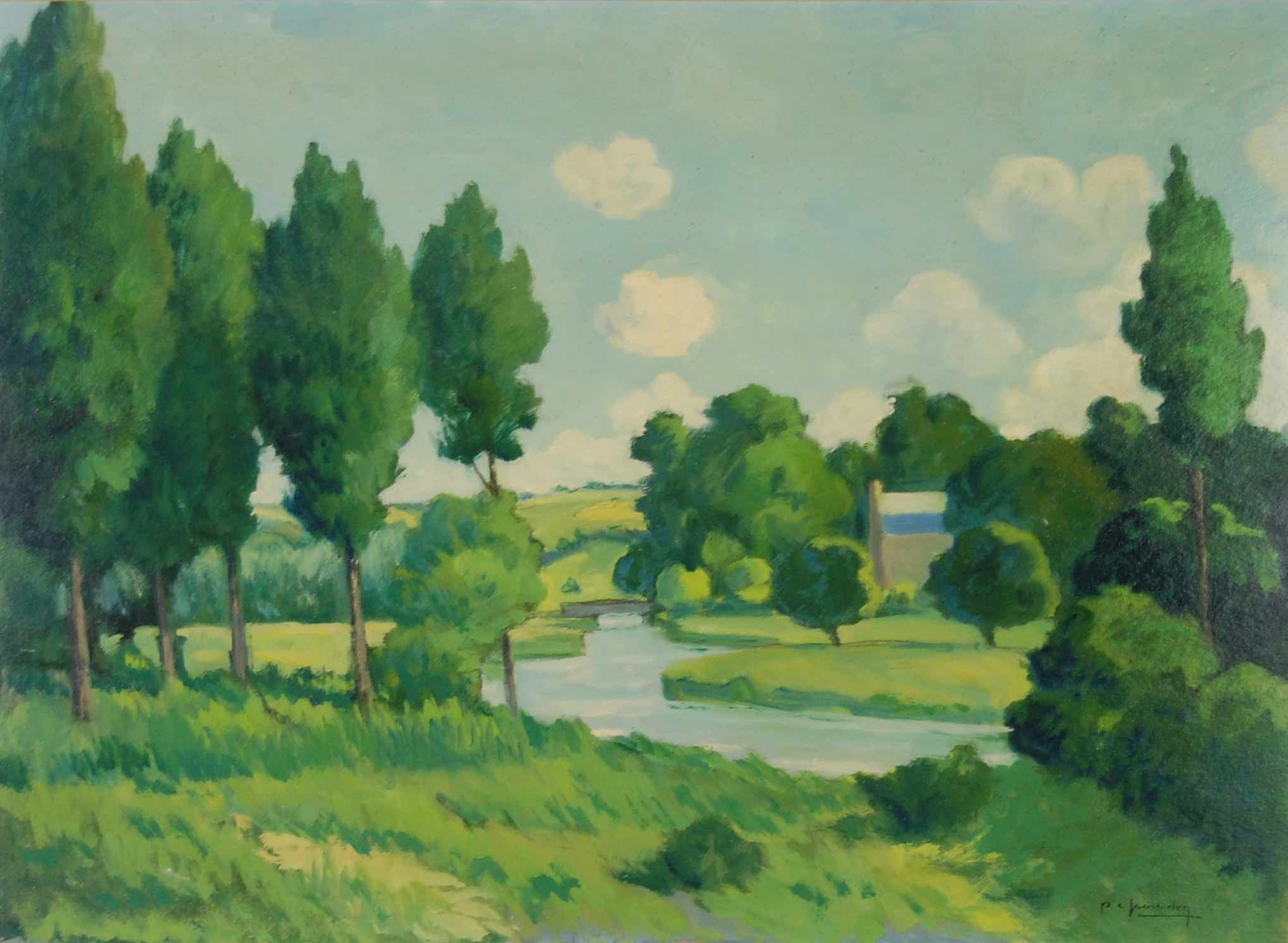 LA SEULLES, AU MOULIN DE GRAYE, Huile sur panneau, PERADON Pierre-Edmond (1893 - 1981)