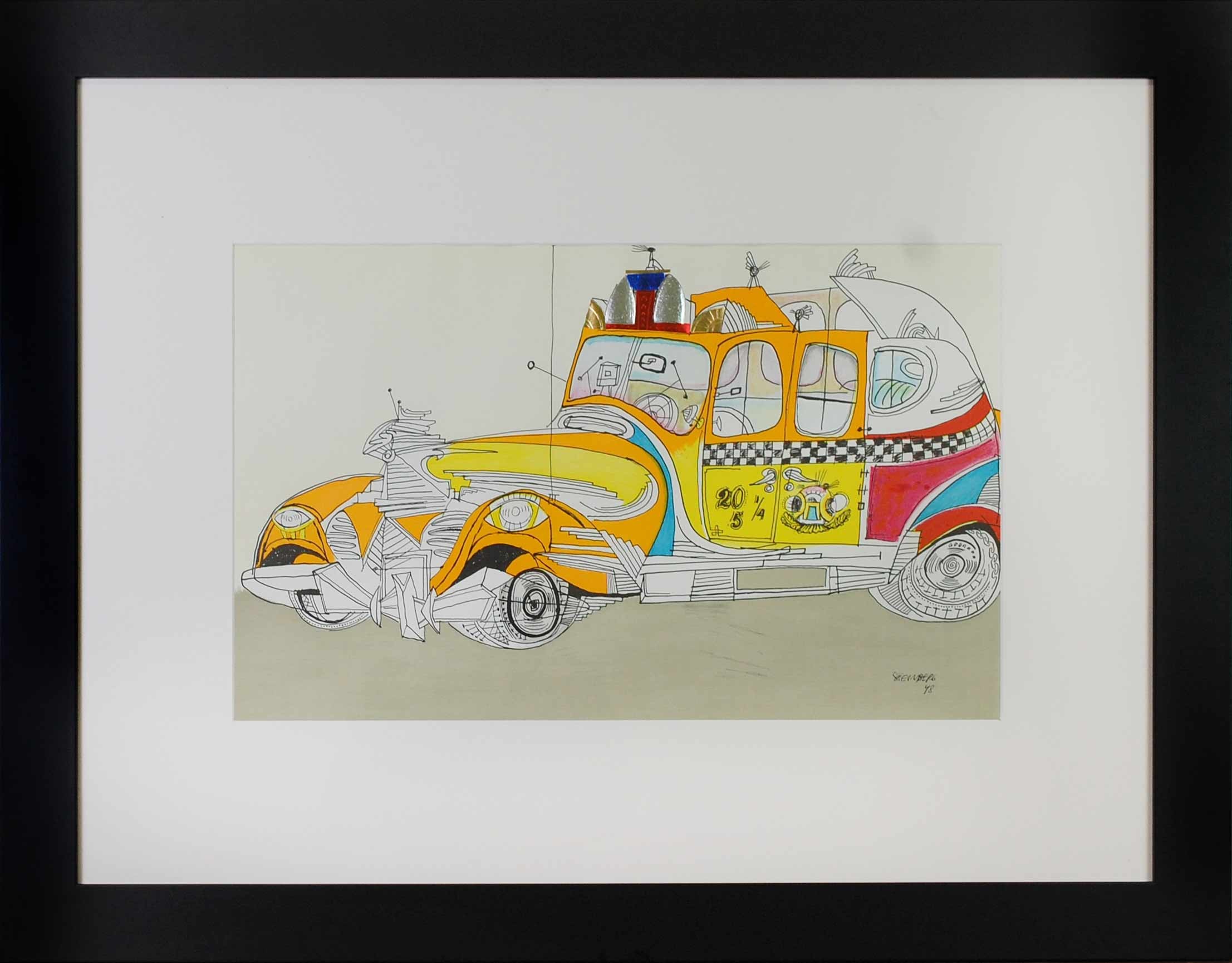 LA VOITURE - STEINBERG Saül (1914 - 1999) - Lithographie