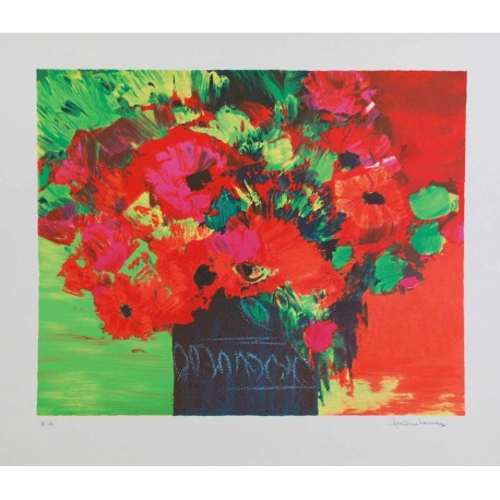 POT DE FLEURS ROUGES