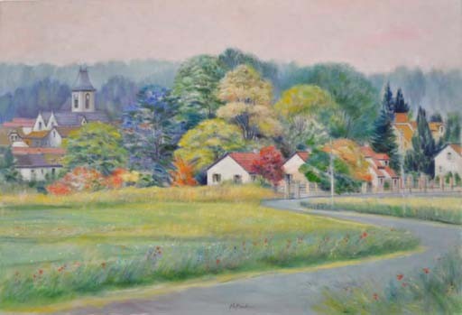 VILLAGE NORMAND - RAFFLEWSKI Rolf (1943 - ) - Huile sur toile