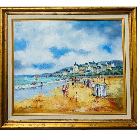 PLAGE NORMANDE - MOURIER Claude (1930 - ) - Huile sur toile