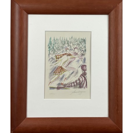 PATINS A GLACE 159/750 - TOUCHAGUES Louis (1893 - 1974) - Lithographie