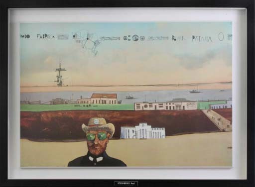 L HOMME AUX LUNETTES NOIRES - STEINBERG Saül (1914 - 1999) - Lithographie