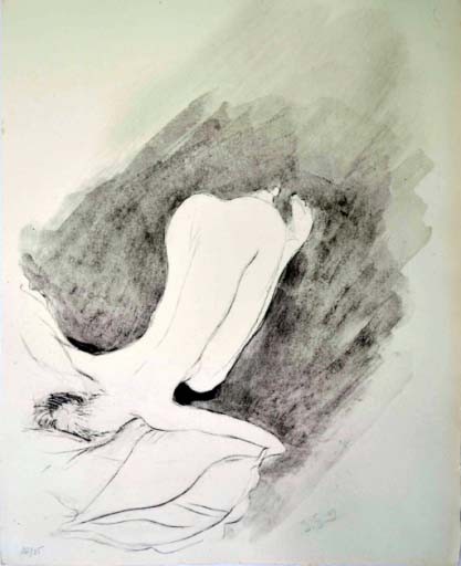 NU A L OREILLER - DOMERGUE Jean-Gabriel (D'après) (1889 - 1962) - Lithographie