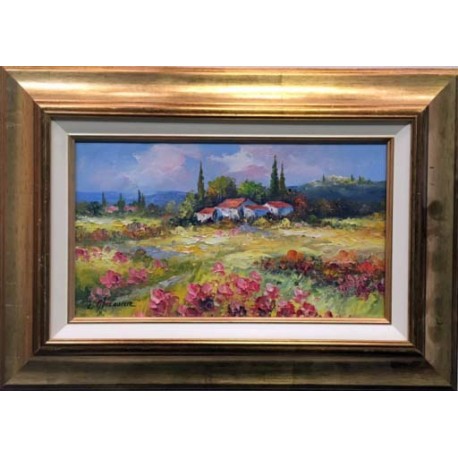 LE HAMEAU - GHESQUIERE Christophe (1968-) - Huile sur toile