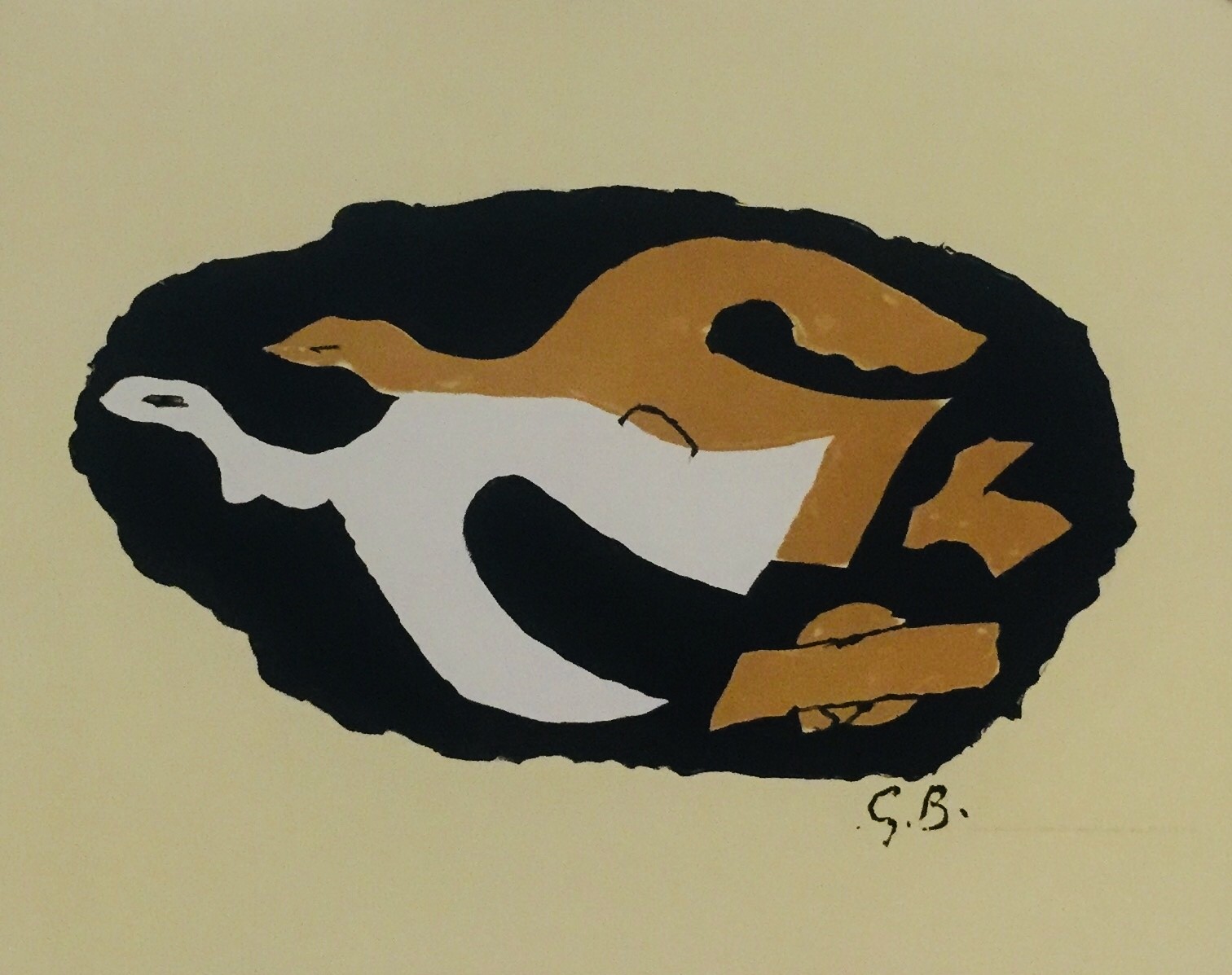 UN OISEAU BLANC ET L' AUTRE DORE - BRAQUE Georges (D'après) (1882 - 1963) - Lithographie