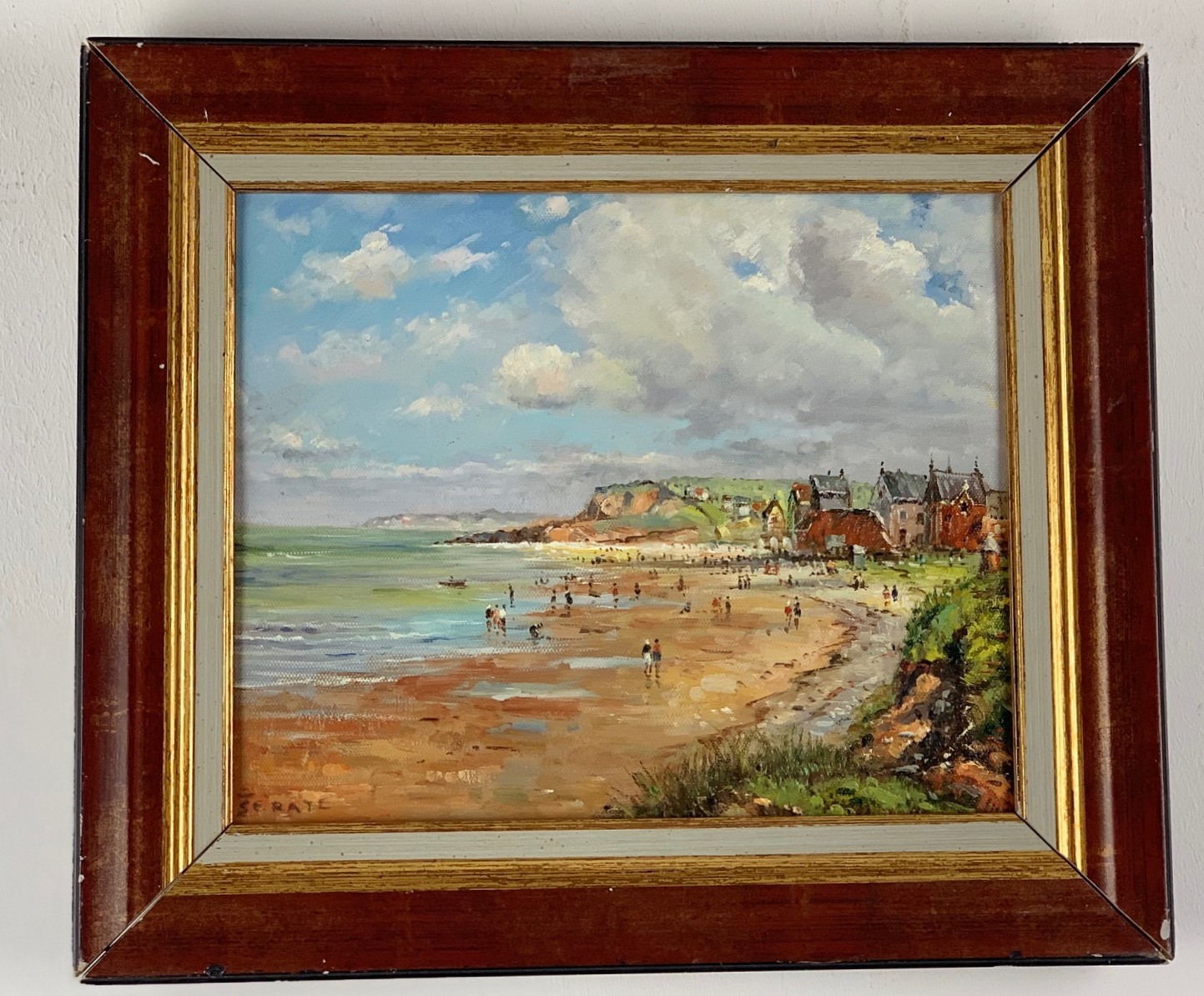 PLAGE AU PIED DES FALAISES - SERATE Samuel (XX ème siècle) - Huile sur toile