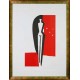 FEMME FOND ROUGE - KURODA Aki (1944 - ) - Lithographie