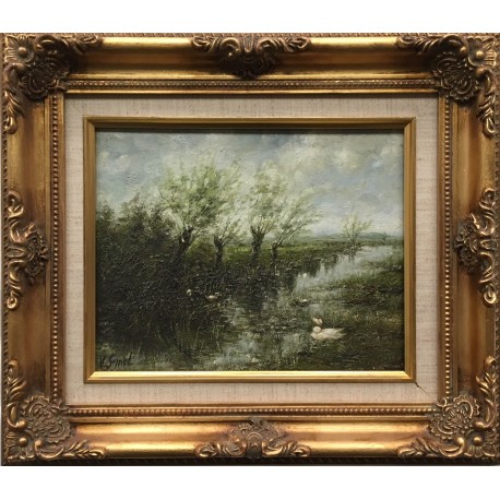 LA RIVIERE - SMET V. (XX ème siècle) - Huile sur panneau