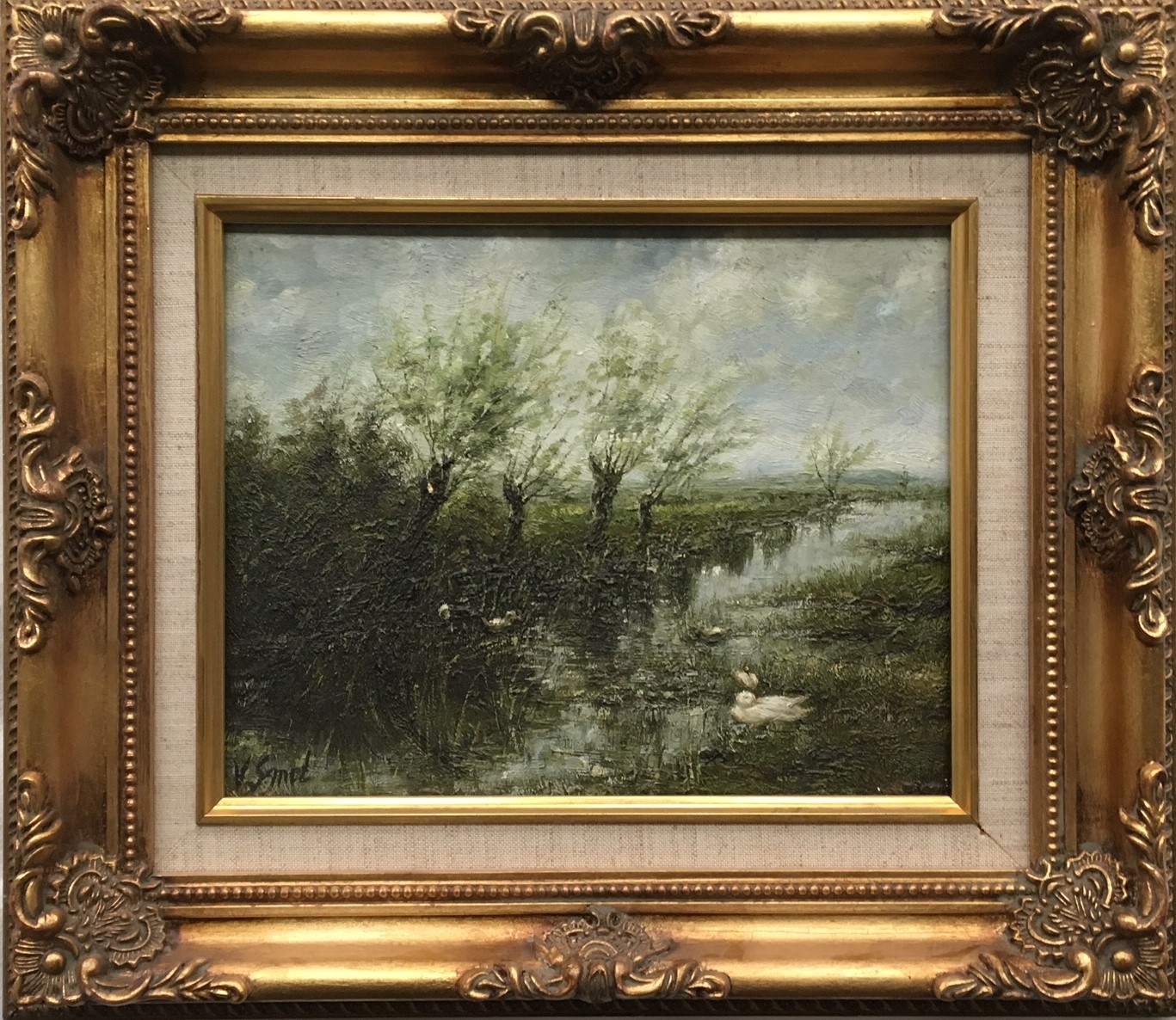LA RIVIERE - SMET V. (XX ème siècle) - Huile sur panneau