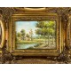 MAISON AU BORD DE LA RIVE - LEFRANC Louis (1912-) - Huile sur toile