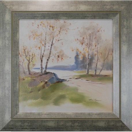 AU BORD DU LAC - ECOLE MODERNE (XXème siècle) - Huile sur toile