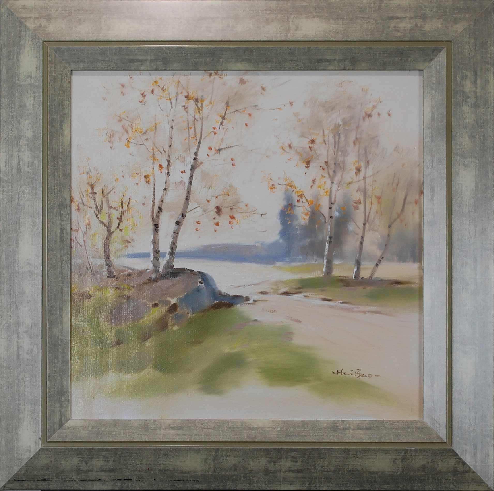 AU BORD DU LAC - ECOLE MODERNE (XXème siècle) - Huile sur toile