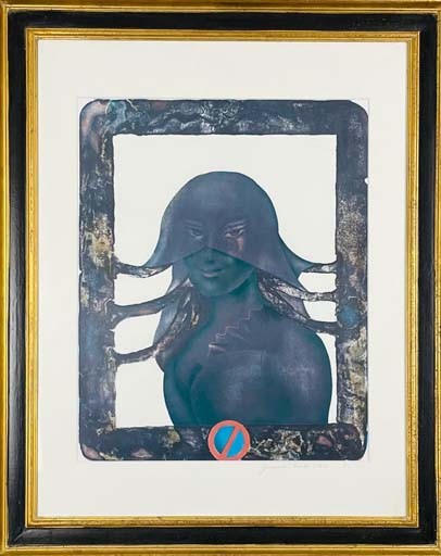 FEMME MASQUEE - GUARIENTI Carlo (1923- ) - Lithographie