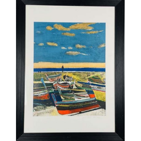 BARQUES ECHOUEES - GENIS René (1922-2004) - Lithographie