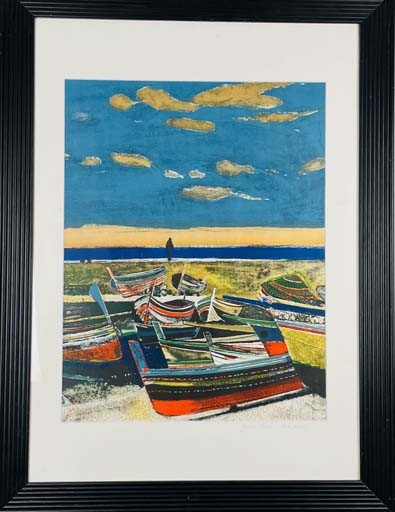BARQUES ECHOUEES - GENIS René (1922-2004) - Lithographie