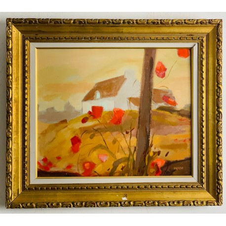 MAISON AUX COQUELICOTS - CARSUZAN Jean-Claude (1938 - ) - Huile sur toile