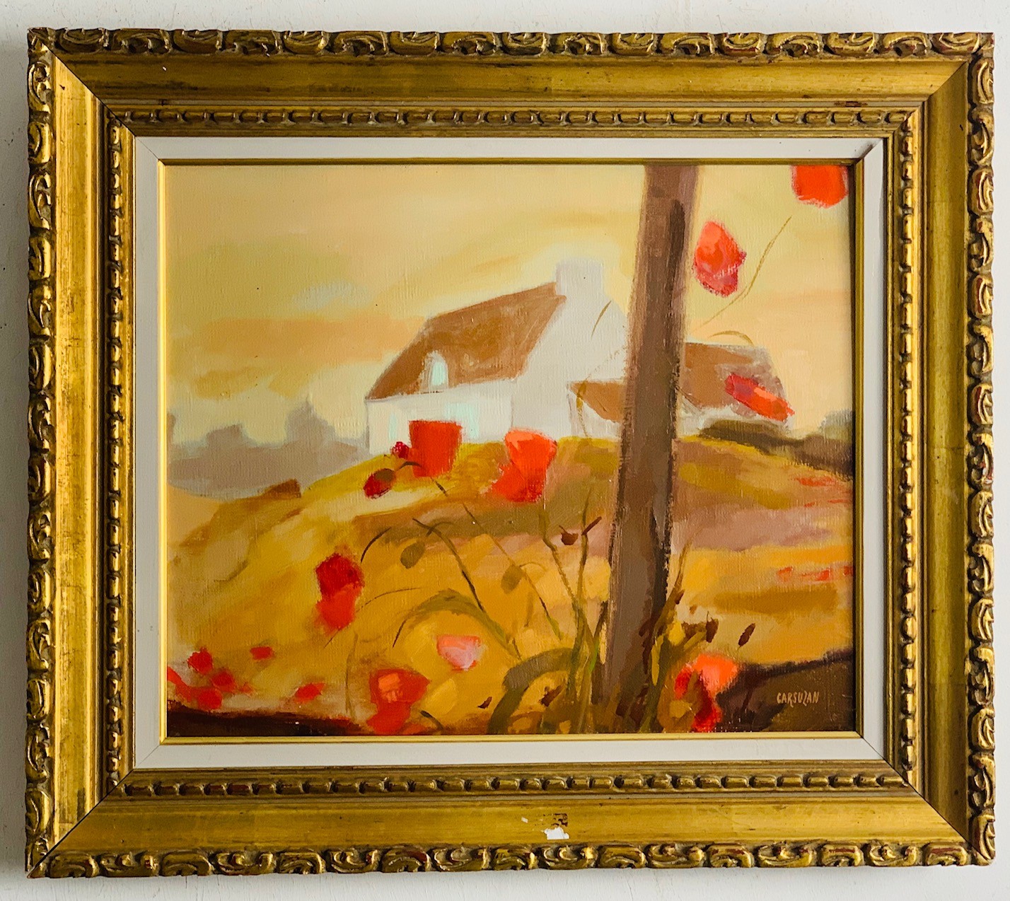 MAISON AUX COQUELICOTS - CARSUZAN Jean-Claude (1938 - ) - Huile sur toile