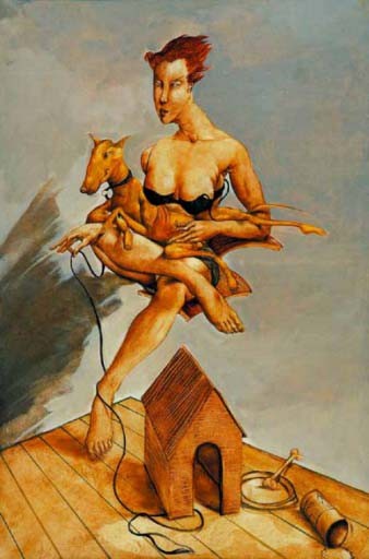 MADAME SPA PHILE, POUCE INDEX LAISSE POUCE INDEX - CEYTAIRE Jean-Pierre (1946-) - Huile sur toile