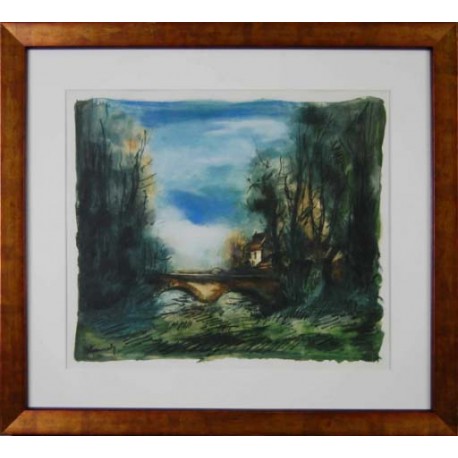 LA MAISON AU BORD DE L EAU - VLAMINCK Maurice (d'après) (1876 - 1958) - Lithographie