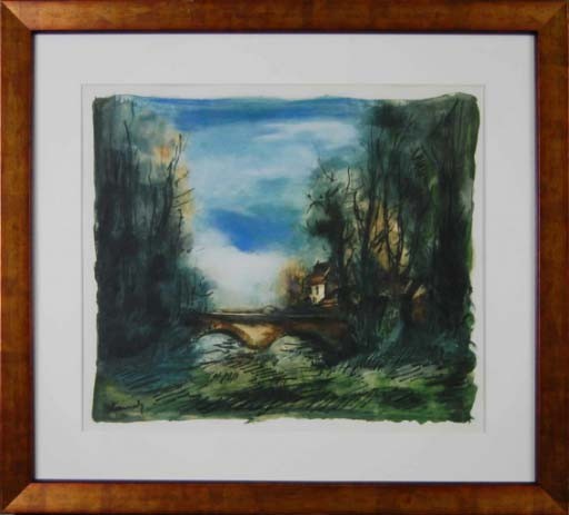 LA MAISON AU BORD DE L EAU - VLAMINCK Maurice (d'après) (1876 - 1958) - Lithographie