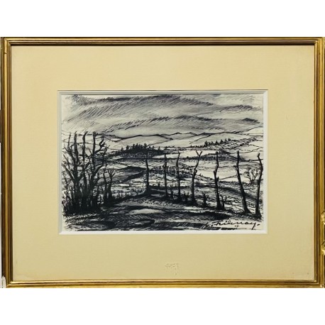 VUE SUR LES MONTS - FRIDMAN Léonid (1908 - 1979) - Dessin