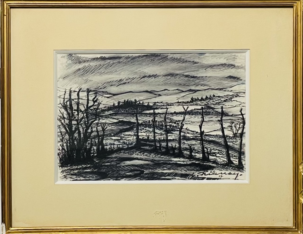 VUE SUR LES MONTS - FRIDMAN Léonid (1908 - 1979) - Dessin