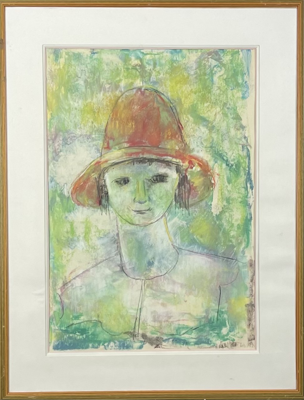 JEUNE FEMME AU CHAPEAU - ECOLE MODERNE (XXème siècle) - Pastel