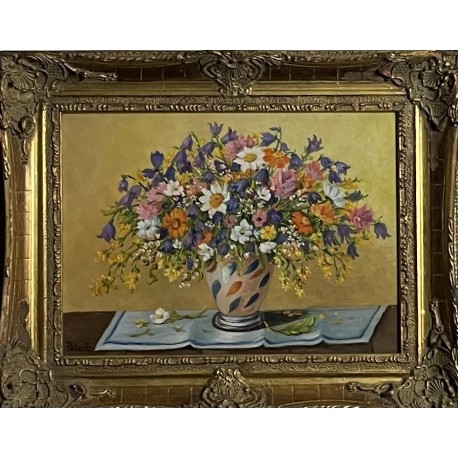 COMPOSITION AU BOUQUET - PEHARTZ (1949-) - Huile sur panneau