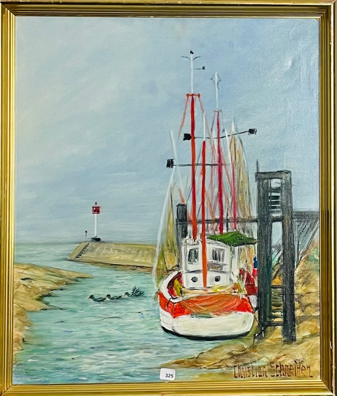 PETIT PORT (CHARENTES 1980) - SCHNEIDER Christian (1917 - 1997) - Huile sur toile