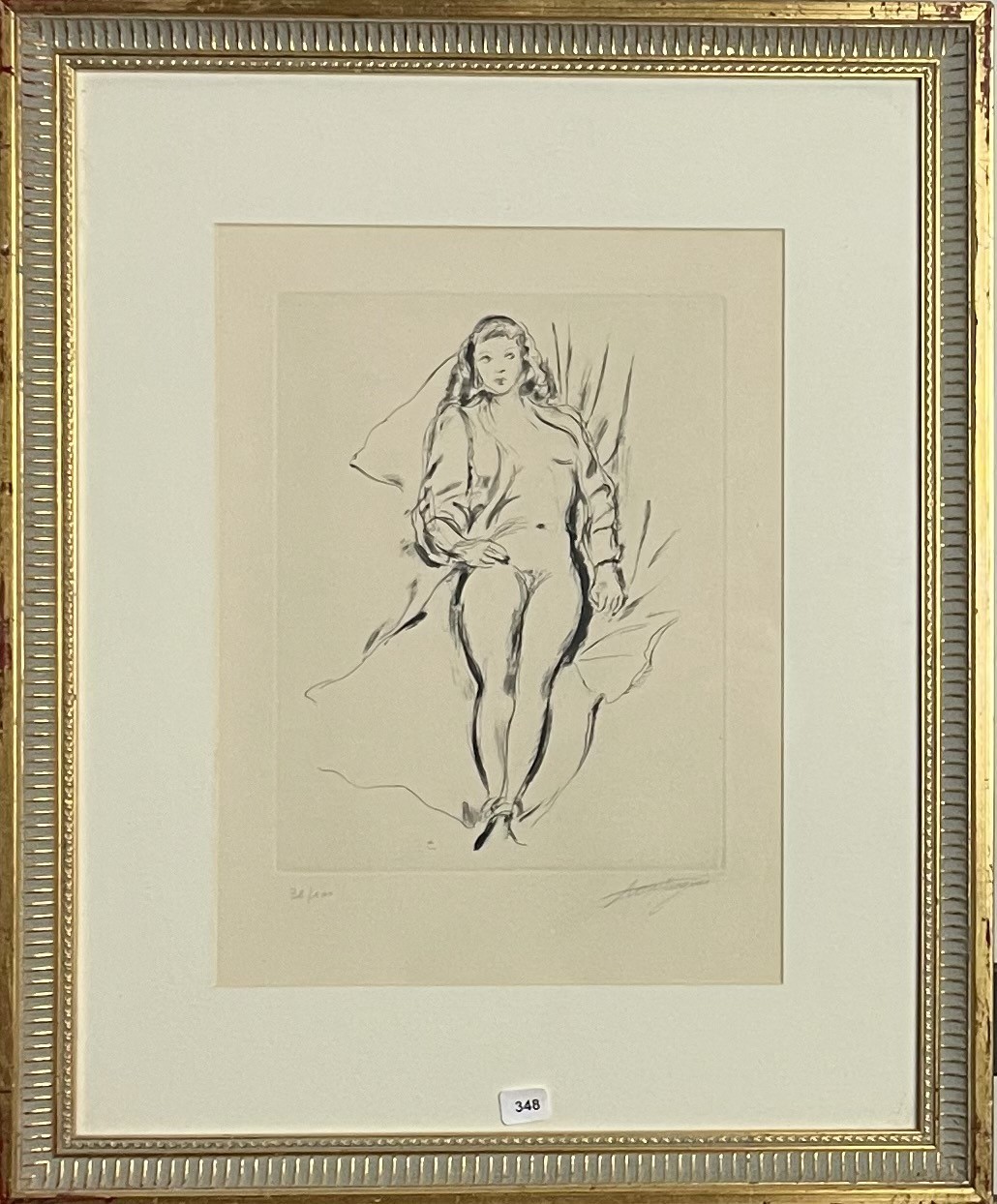 JEUNE FILLE ALLONGEE - TOUCHAGUES Louis (1893 - 1974) - Gravure