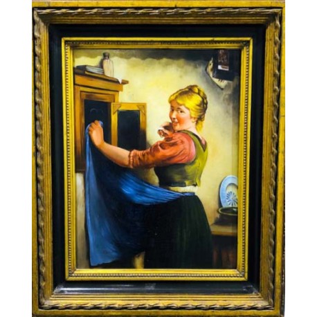 JEUNE FEMME AU TABLEAU - LENARD Kocsis (1958-) - Huile sur panneau