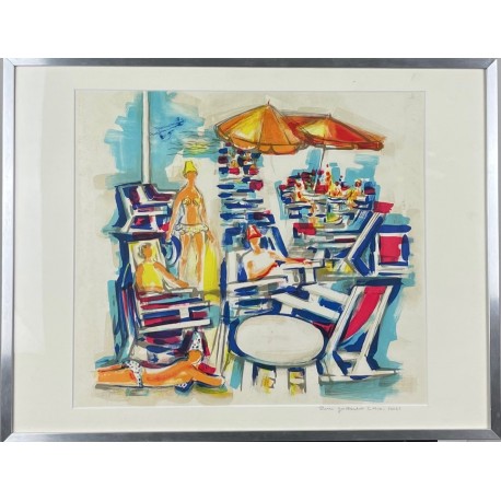 A LA PLAGE - GAILLARDOT Pierre (1910-2002 ) - Estampe