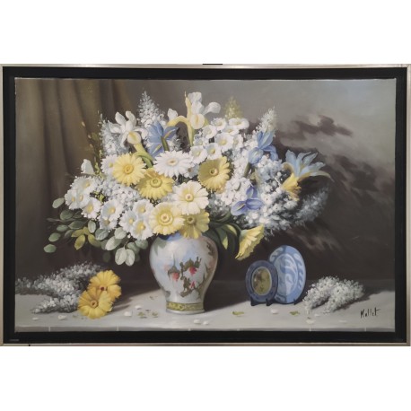 BOUQUET A LA PORCELAINE - MALLET Edouard (XXème siècle) - Huile sur toile