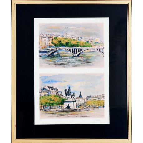 VUES DE LYON ET PARIS - GOUVRANT Gérard (1946 - ) - Lithographie