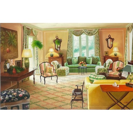 LE SALON - GRANT Victor (XXème siècle) - Huile sur toile