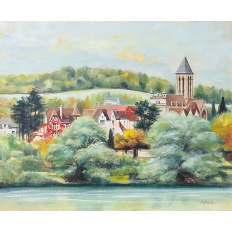 VETHEUIL DANS LE VEXIN - RAFFLEWSKI Rolf (1943 - ) - Huile sur toile